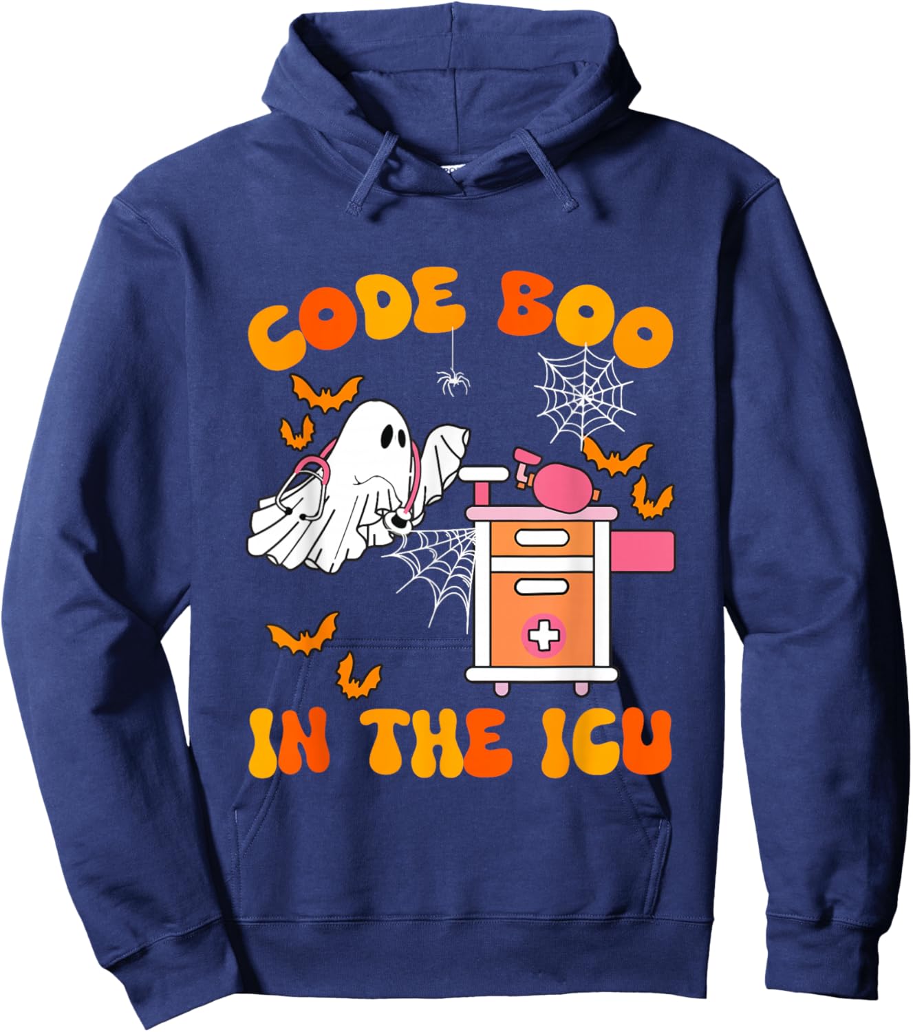 Ghost Code Boo In The ICU Nursing Gift Halloween Costume Hoodie - Hoodie | Navy