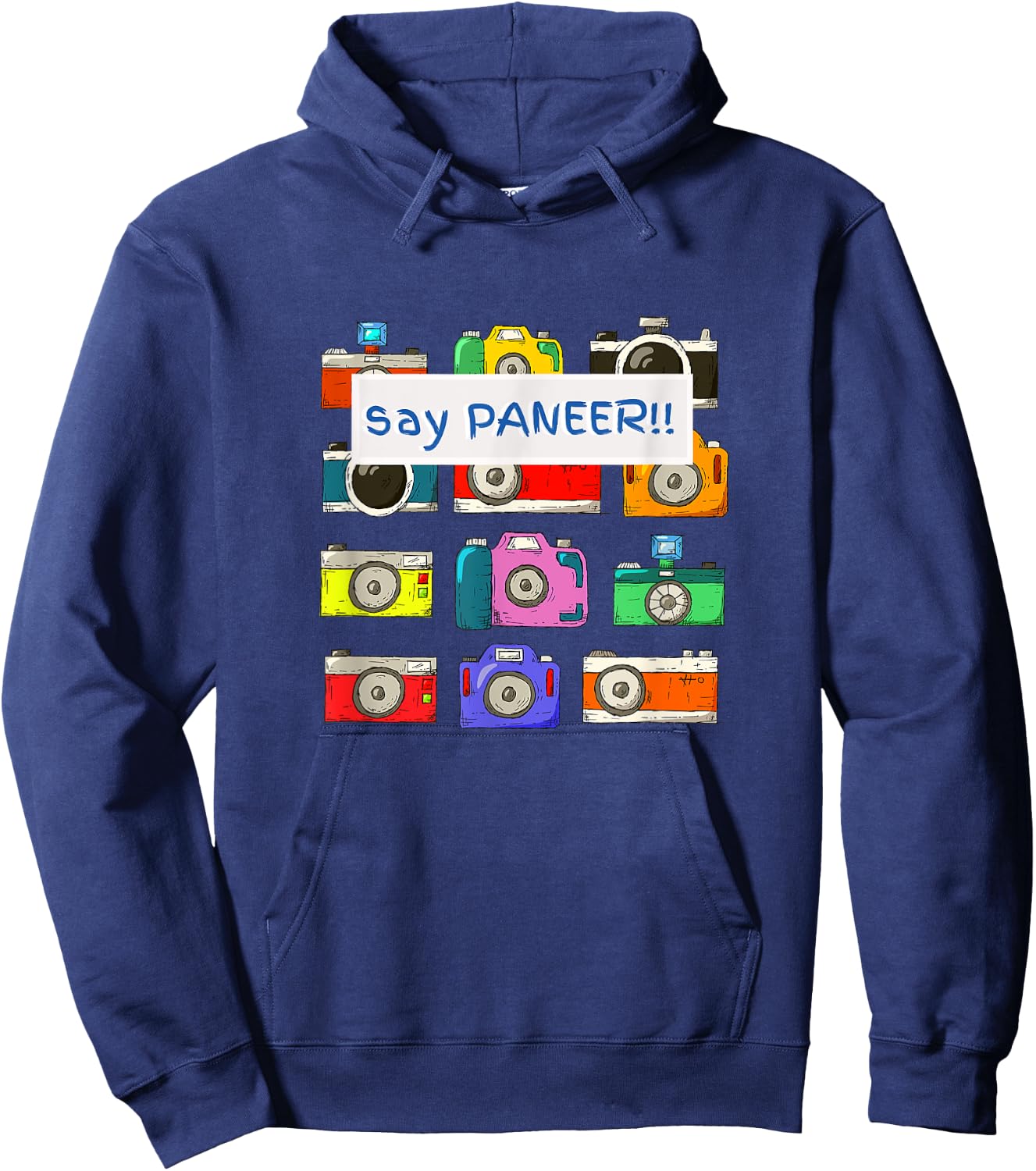 Say Paneer | Funny Indian Cheese Retro Camera Men Women Hoodie - Hoodie | Navy