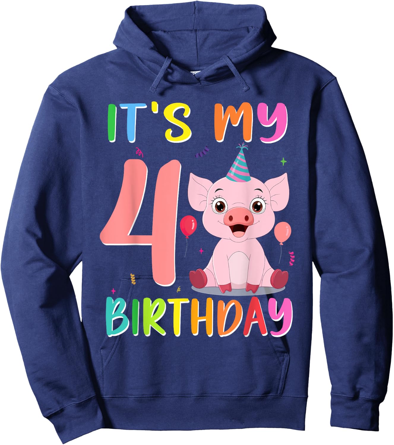 It’s My 4th Birthday Pig for Pig Lover 4 Year Old Hoodie - Hoodie | Navy