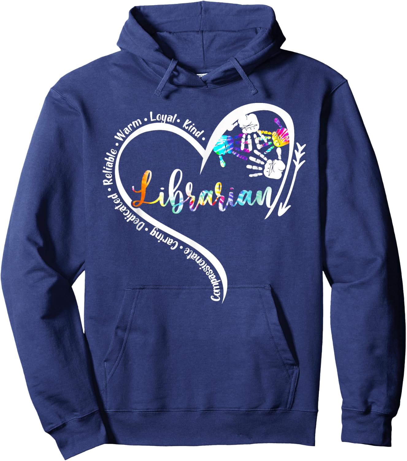 Tie Dye Heart Librarian Life Back2school Teachers Day Hoodie - Hoodie | Navy