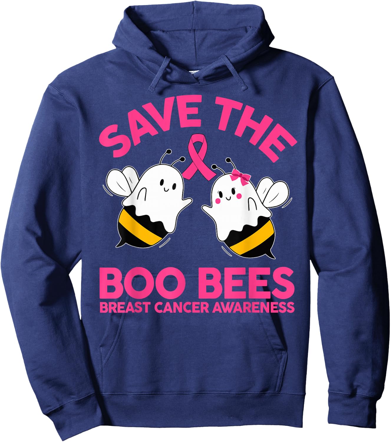 Save The Boobees Boo Bees Breast Cancer Halloween Women Hoodie - Hoodie | Navy