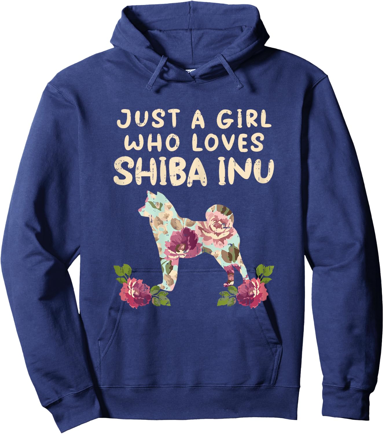 A Girl Who Loves Shiba Inu Floral Japanese Dog Akita Gift Hoodie - Hoodie | Navy