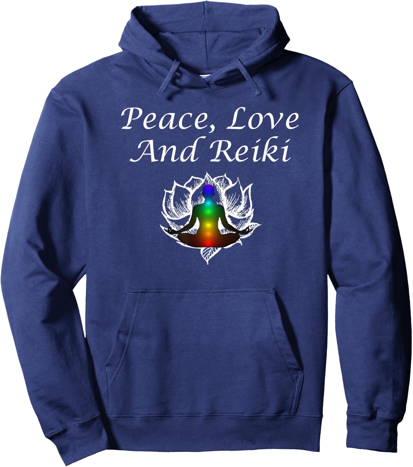 Wrinkled Hippie Peace Love And Reiki Lotus Meditation Chakra Gift Hoodie - Hoodie | Navy