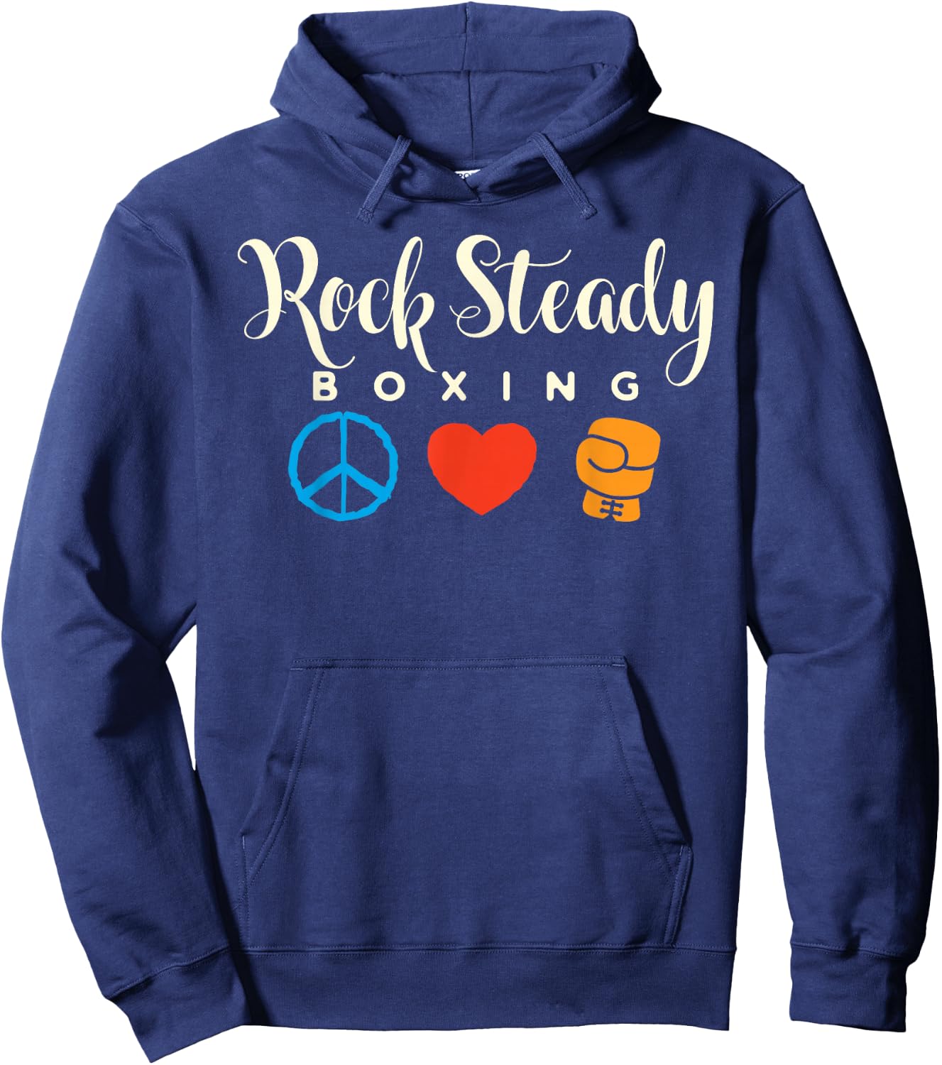 Peace Love Rock Steady Boxing Parkinson's Hoodie - Hoodie | Navy