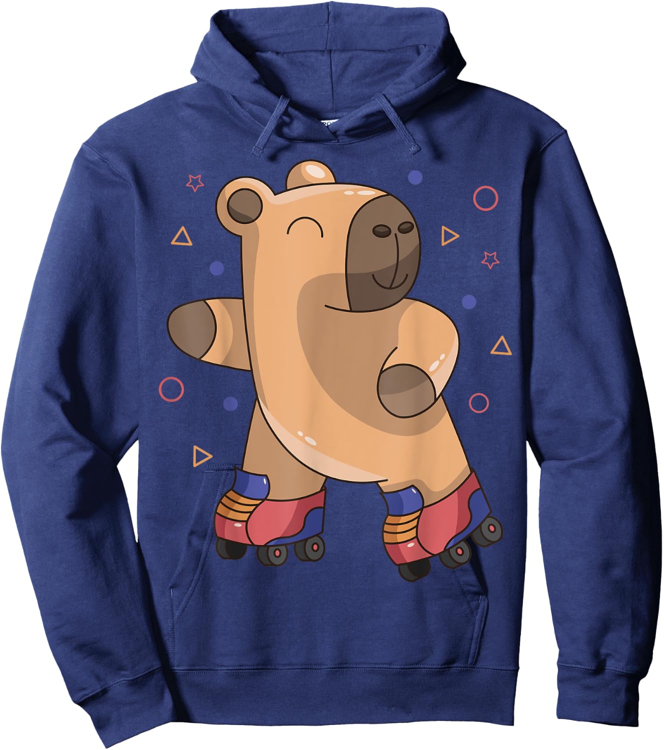 Roller Skater Capybara Rodent Kawaii Girl Boy Retro 70s 80s Hoodie - Hoodie | Navy