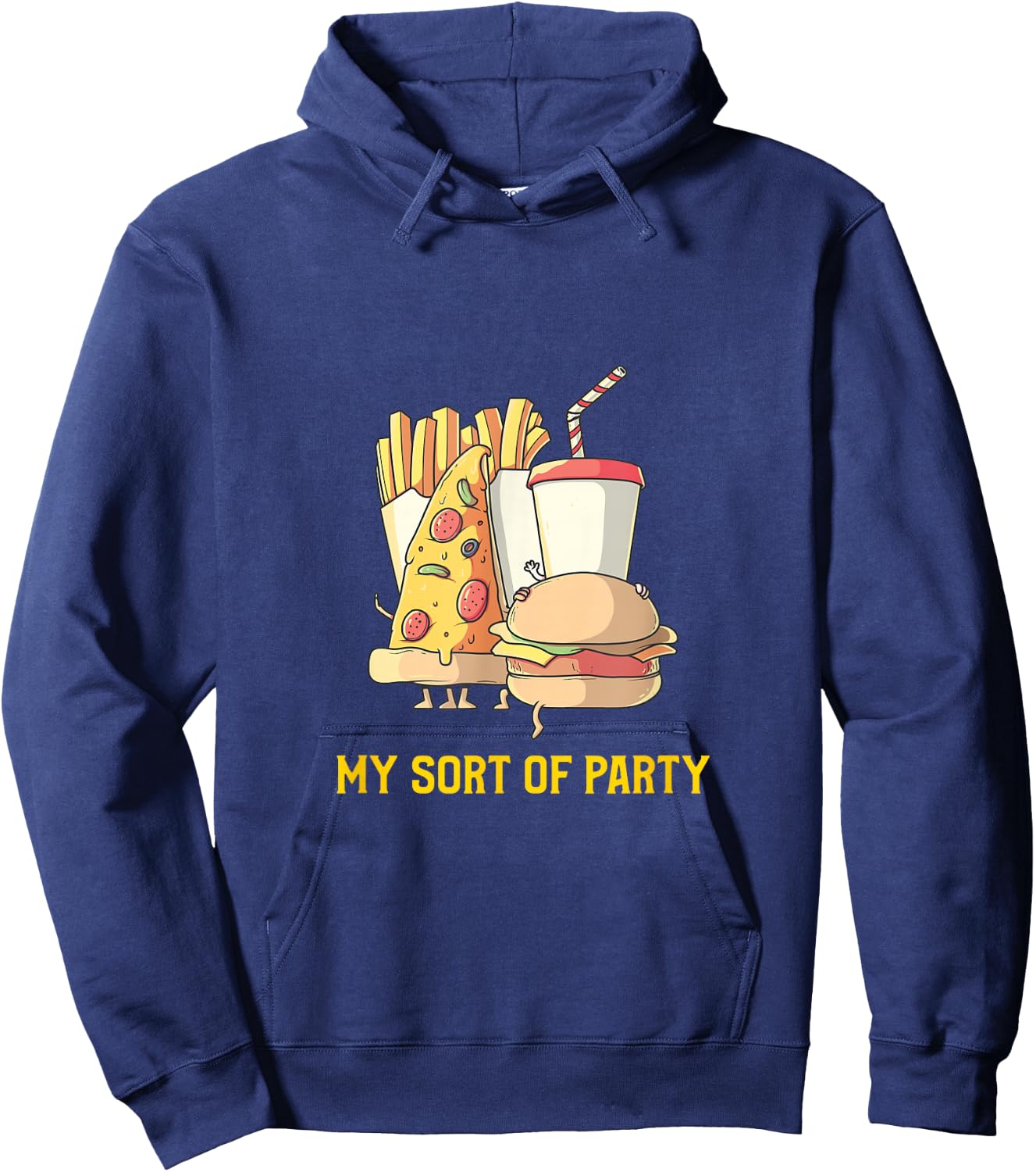 My Sort of Junk Food Party-Pizza, Burger, Fries, Milkshake Hoodie - Hoodie | Navy