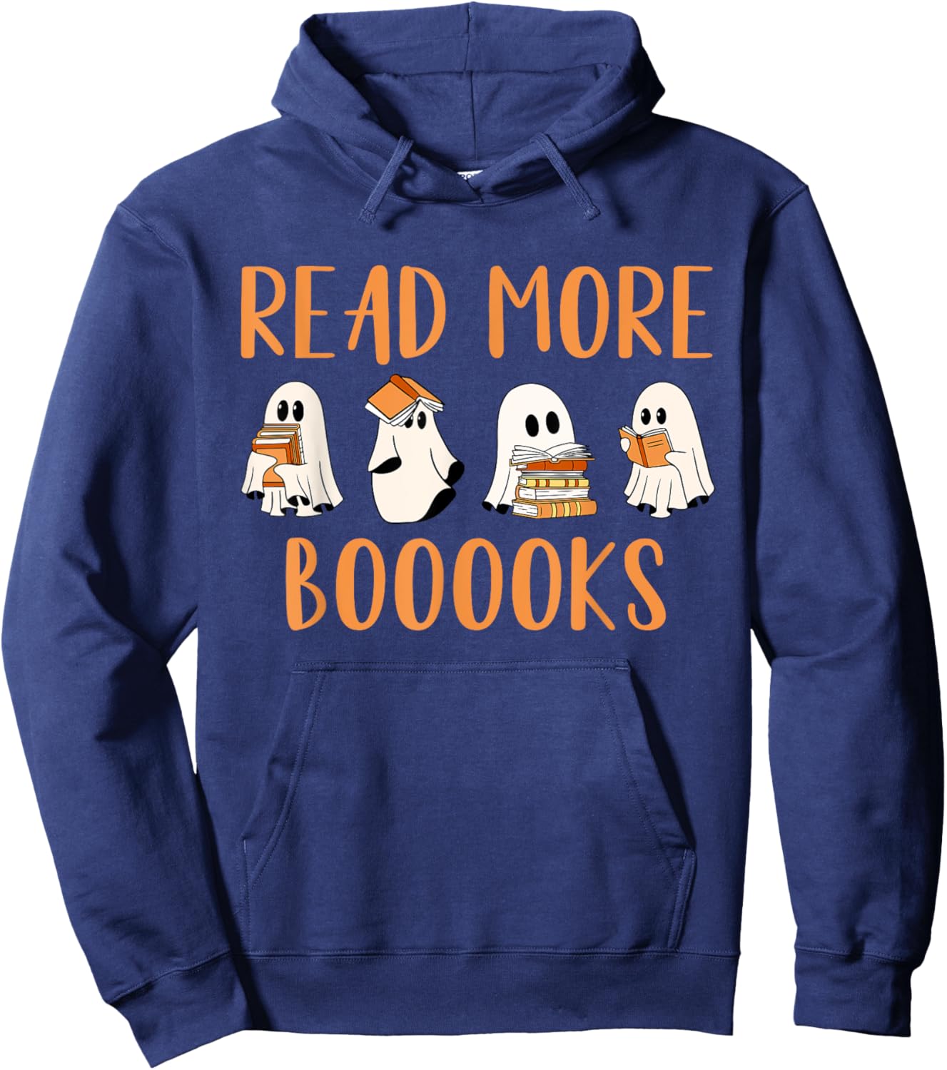 Cute Booooks Ghost Read More Books Funny Teacher Halloween Hoodie - Hoodie | Navy
