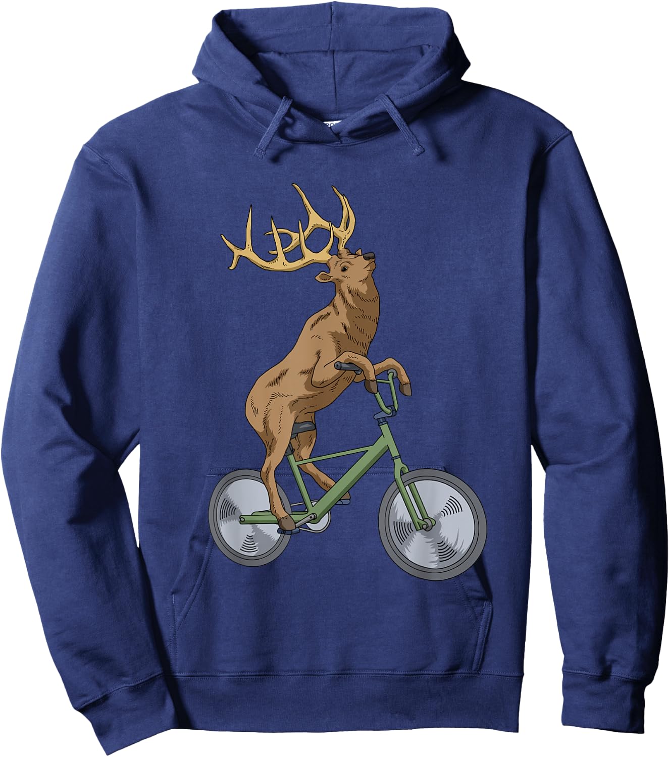 Bicycle Elk Shirt Boys Deer T Shirt Women Forest Nature Elk Hoodie - Hoodie | Navy