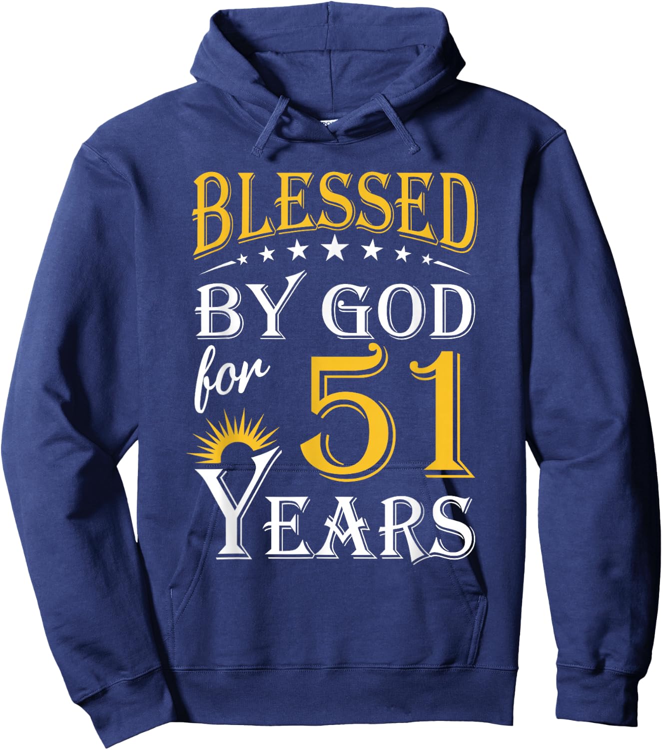 Vintage Blessed by God for 51 years Happy 51st Birthday Hoodie - Hoodie | Navy