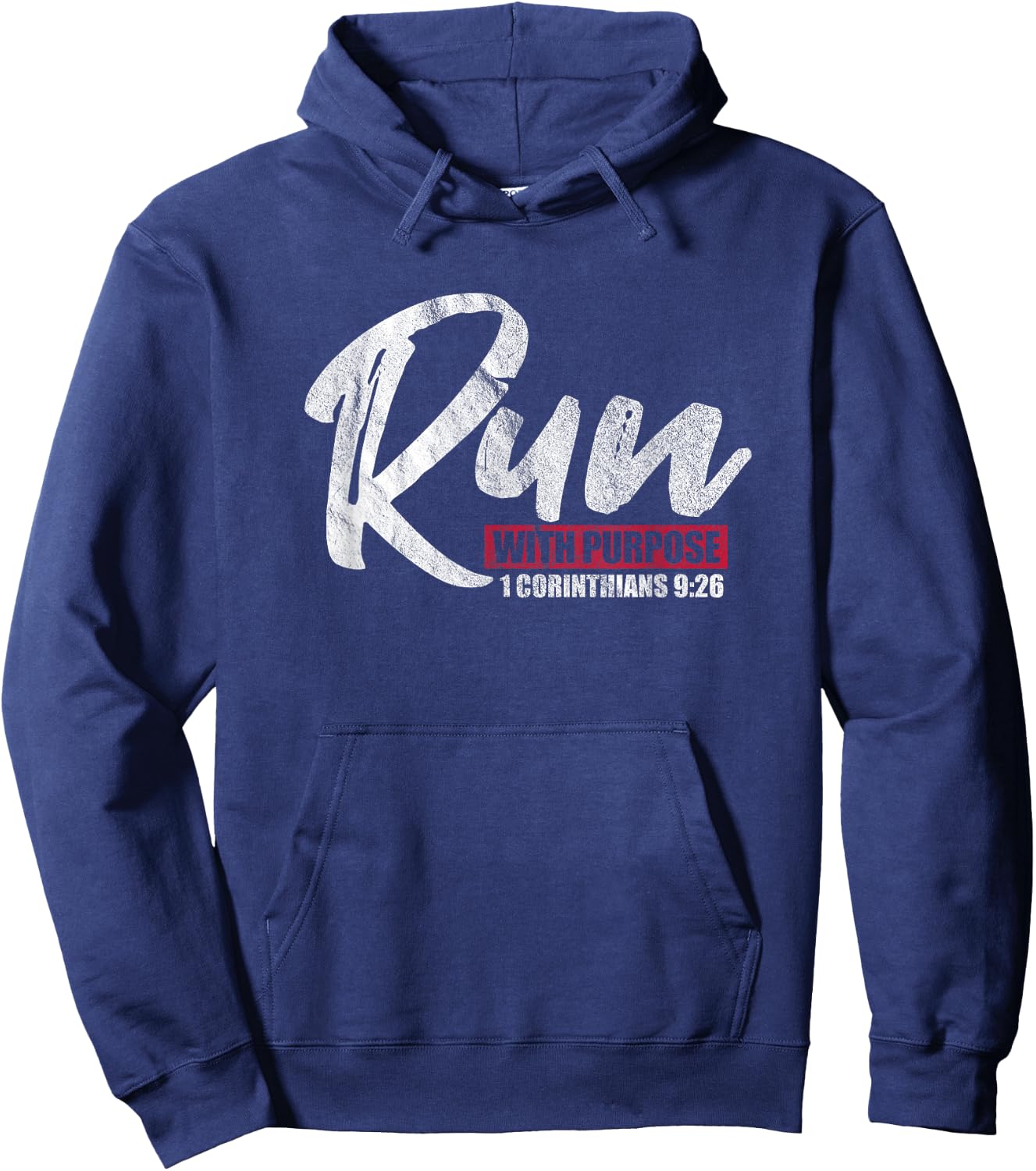 1 Corinthians 9:26 Christian Faith Running Runner Hoodie - Hoodie | Navy