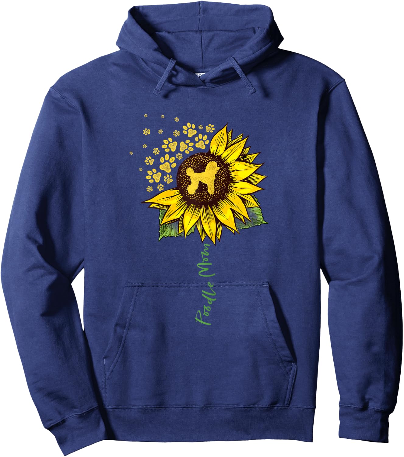 Poodle Mom Sunflower Poodle Lover Gifts Dog Mom Mama Hoodie - Hoodie | Navy
