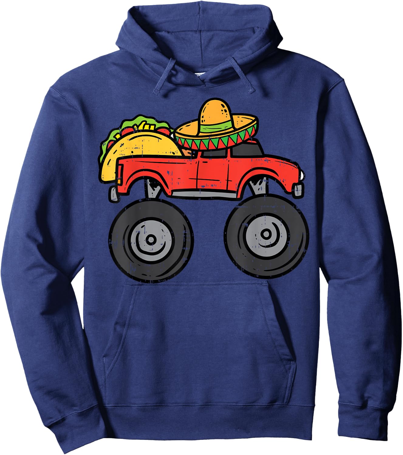Taco Monster Truck Sombrero Cinco De Mayo Mexican Boys Kids Hoodie - Hoodie | Navy