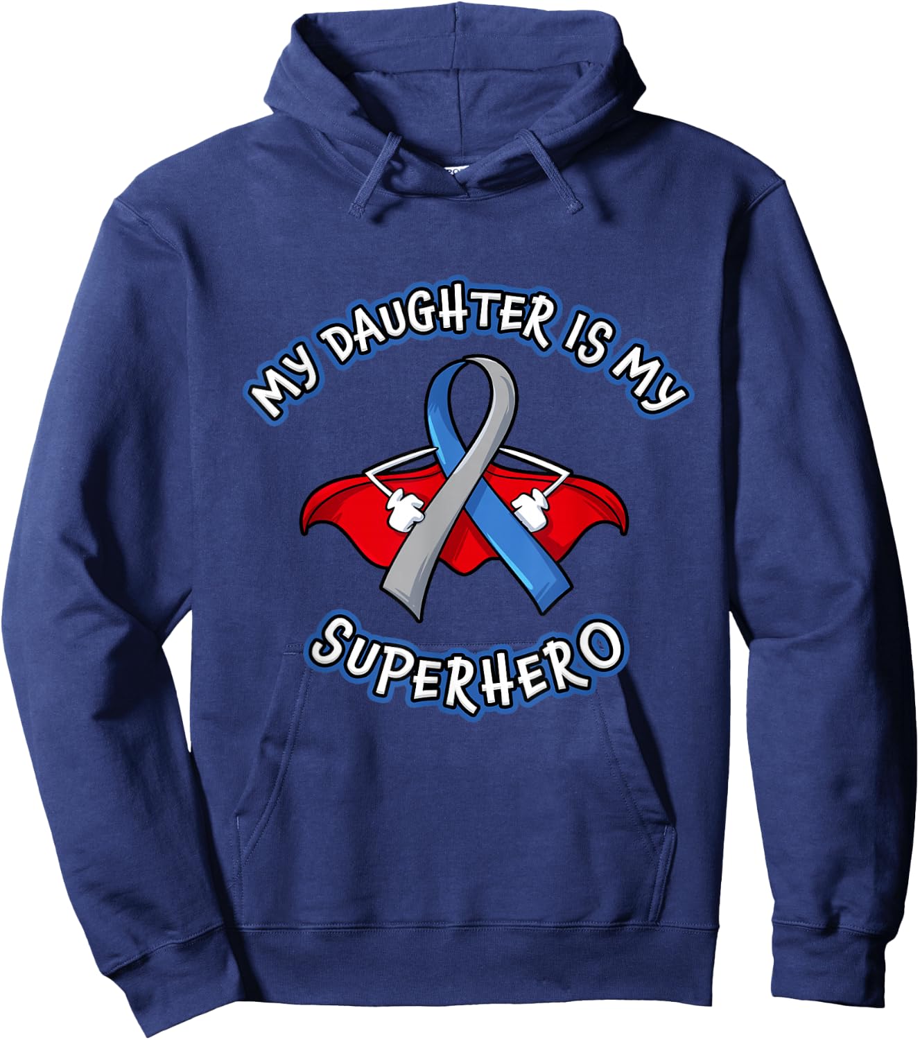 Type 1 Diabetes Daughter Is My Superhero Awareness Mom Dad Hoodie - Hoodie | Navy