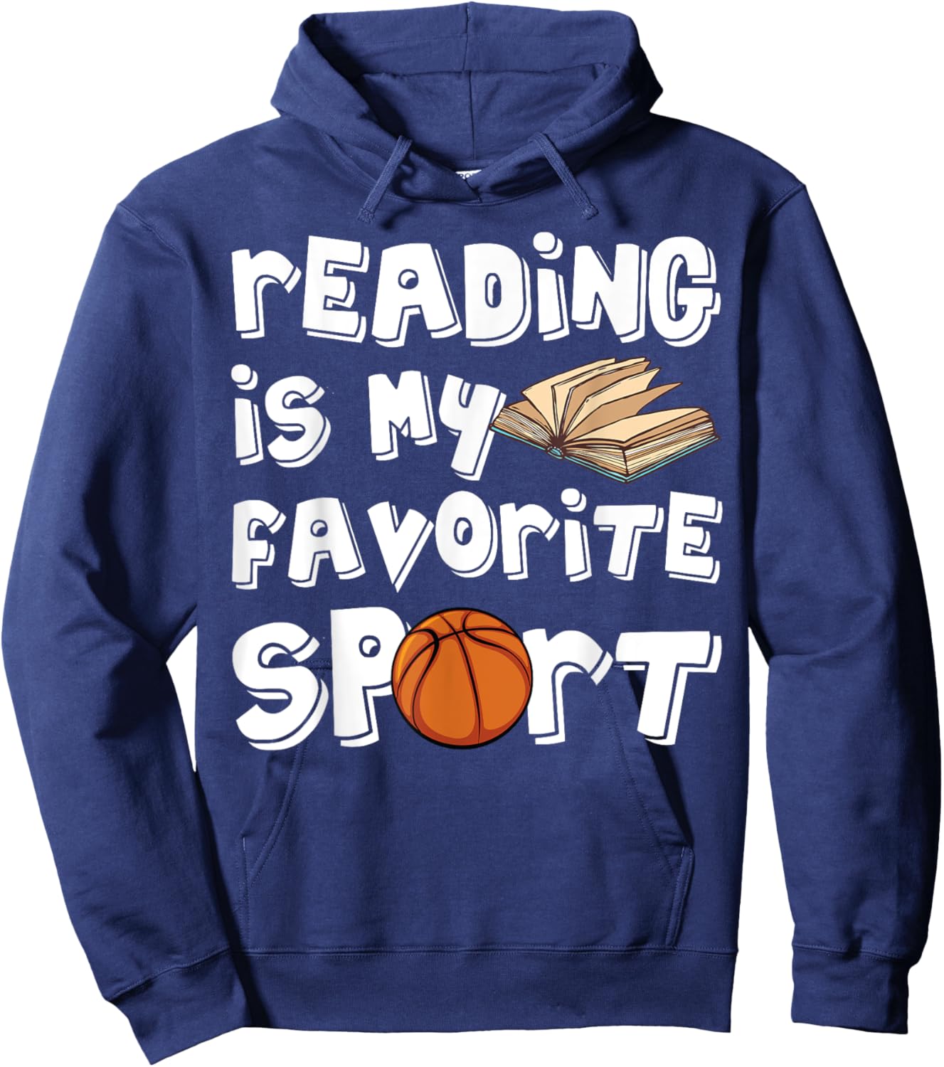 Reading is My Favorite Sport Basketball Player Book Day Hoodie - Hoodie | Navy