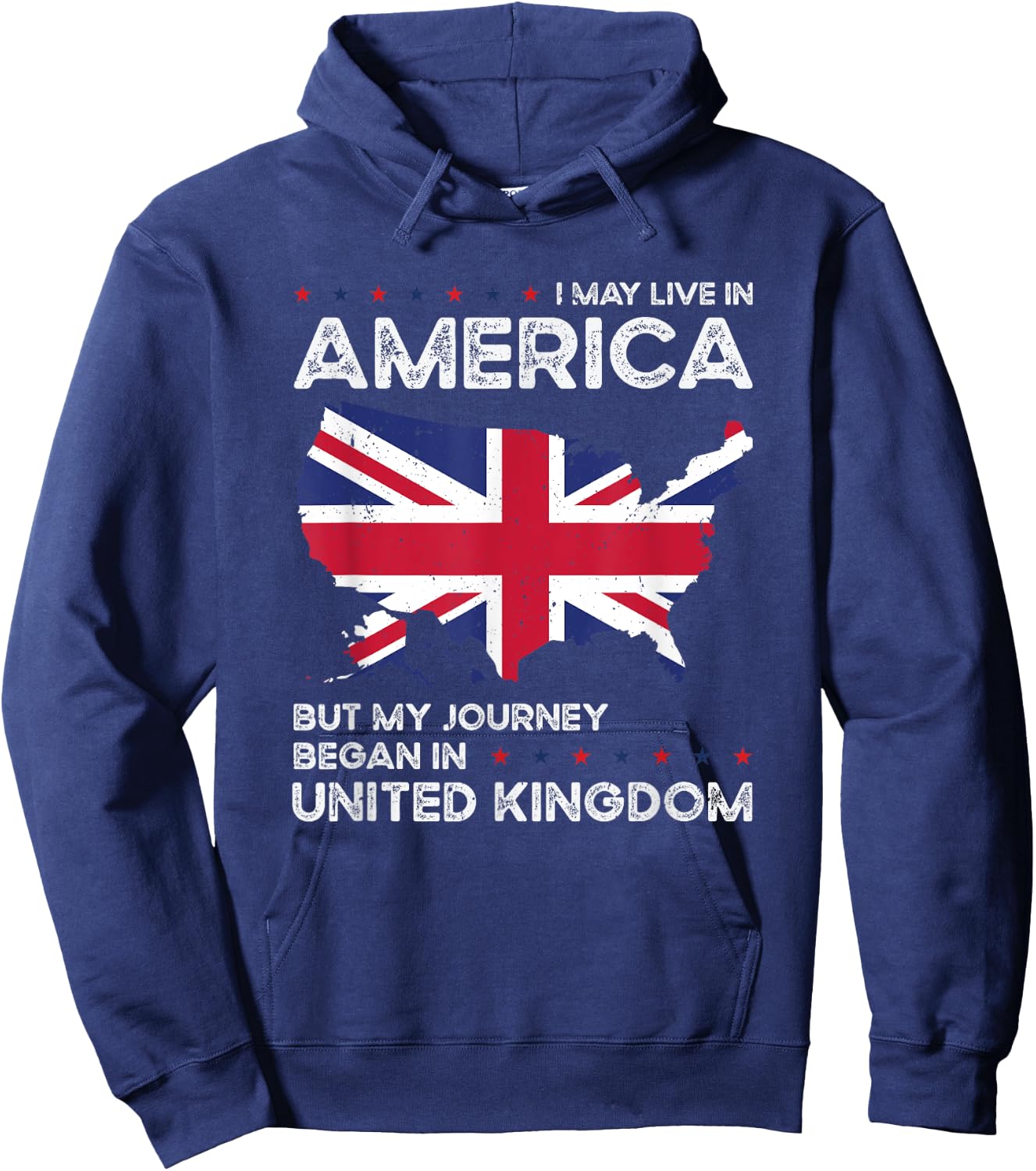 British American Patriot USA Grown United Kingdom UK US Flag Hoodie - Hoodie | Navy