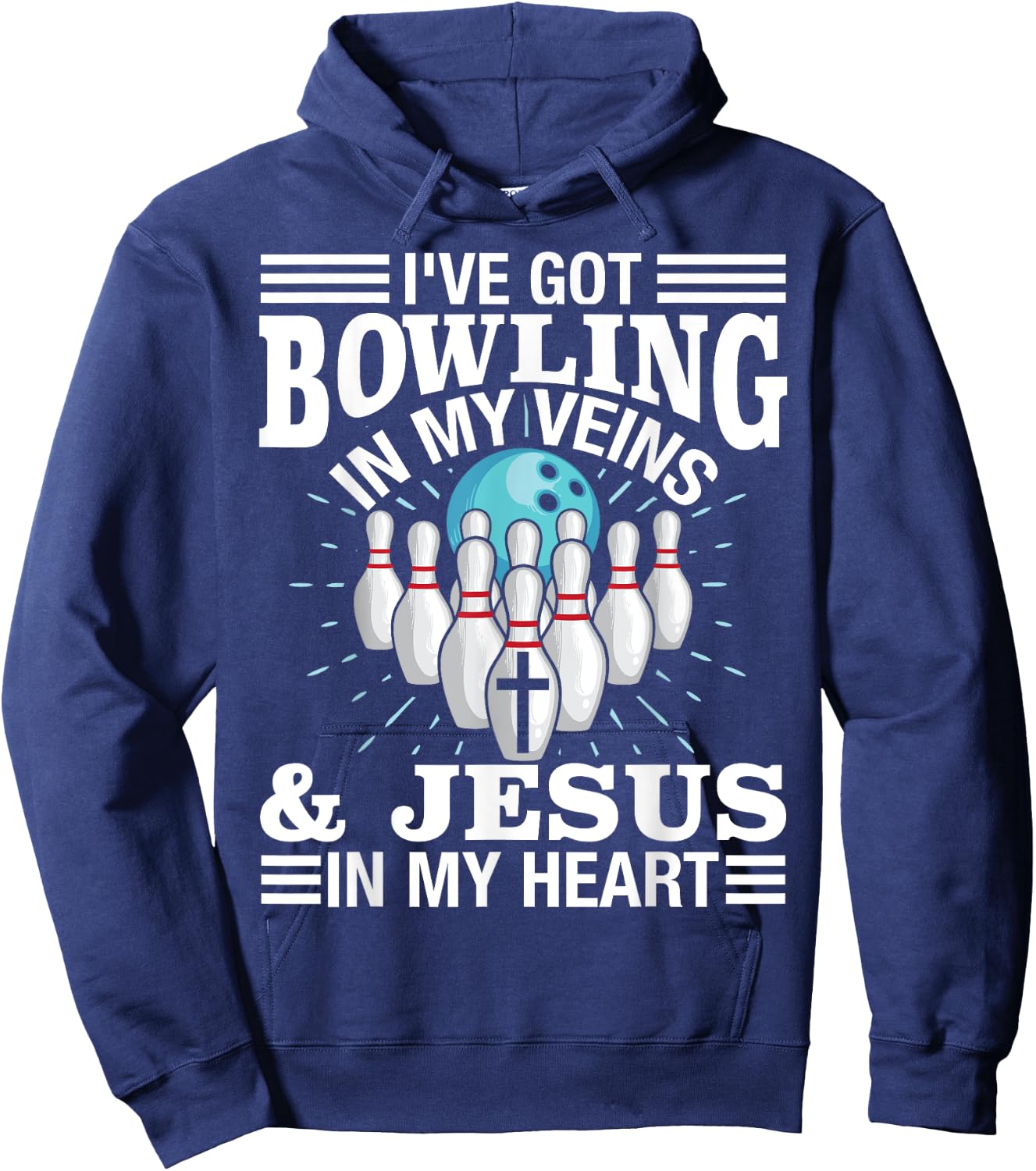 Funny Bowling Gift Women Cute Bowler And Jesus Love Hoodie - Hoodie | Navy
