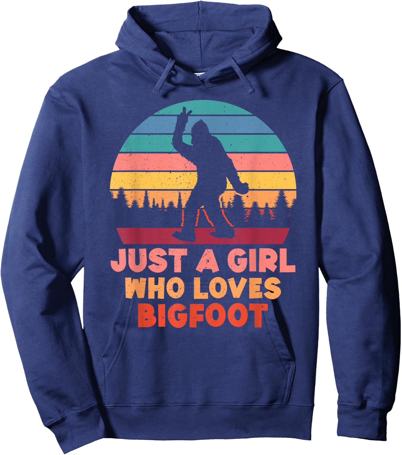 Just a Girl Who Loves Bigfoot Girls Big Foot Sasquatch Hoodie - Hoodie | Navy