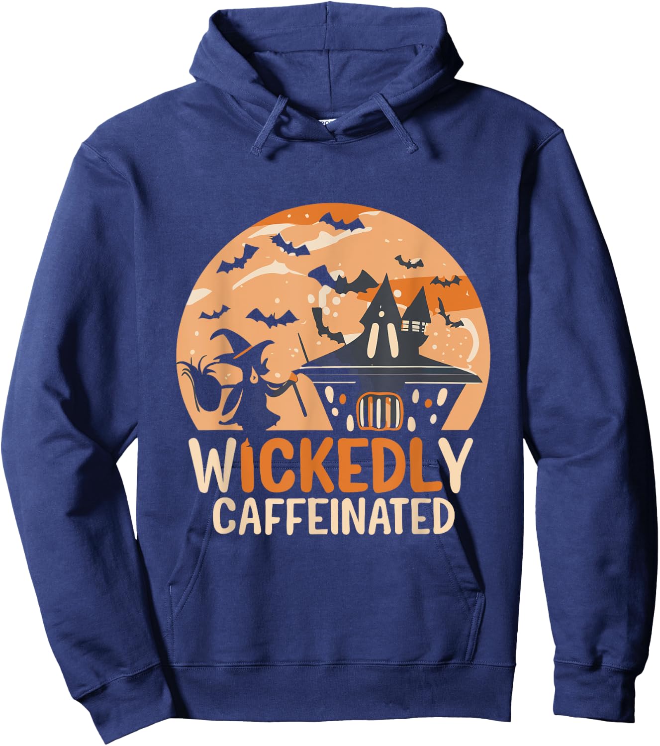 wickedly caffeinated Halloween witch with broom Hoodie - Hoodie | Navy