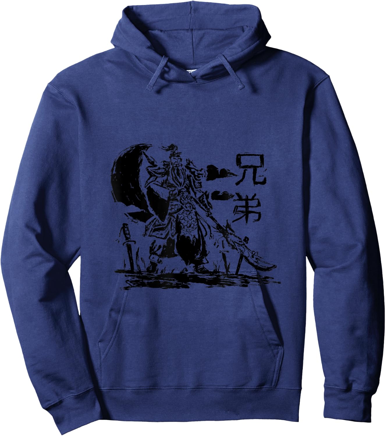 Guan Yu Chinese Warrior Sketch Design Hoodie - Hoodie | Navy