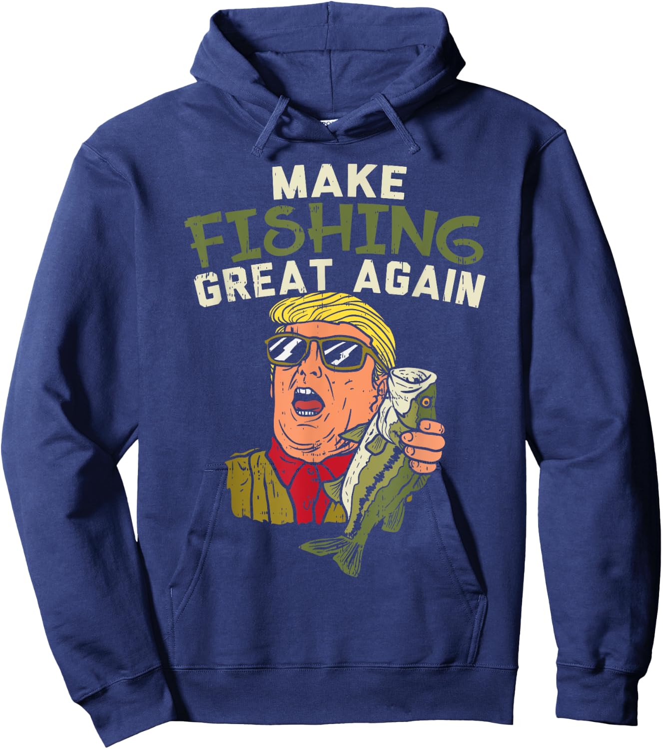 Make Fishing Great Again Trump Funny Fisherman Angler Gift Hoodie - Hoodie | Navy