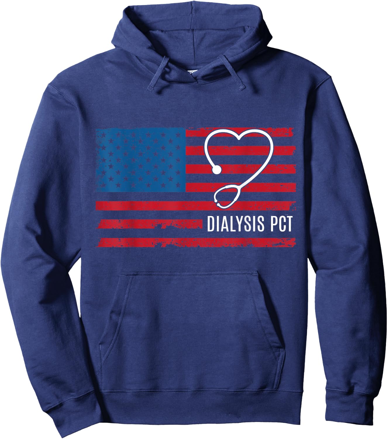 Dialysis Patient Care Tech Technician PCT USA Flag Patriotic Hoodie - Hoodie | Navy