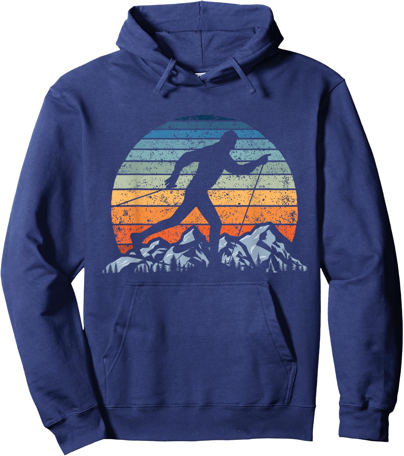Winter Sports Vintage Sunset Cross-Country Skiing Hoodie - Hoodie | Navy