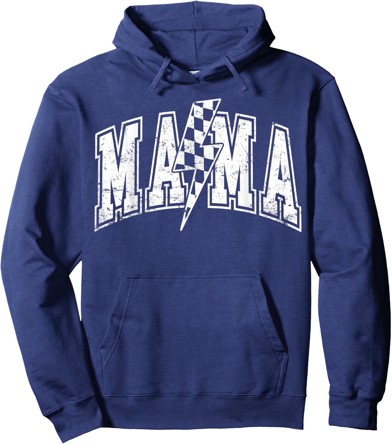 Mama Lightning Bolt Checkered Varsity Mom Women Mother's Day Hoodie - Hoodie | Navy