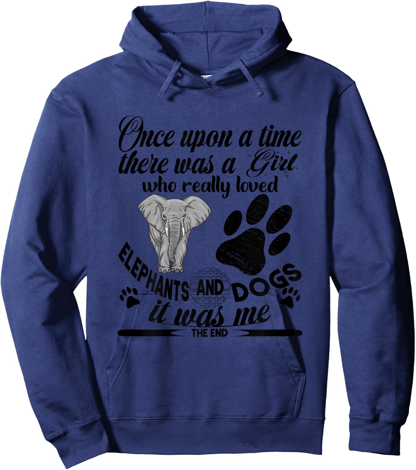 Once Upon A Time There Was A Girl Who Loved Elephant & Dog Hoodie - Hoodie | Navy
