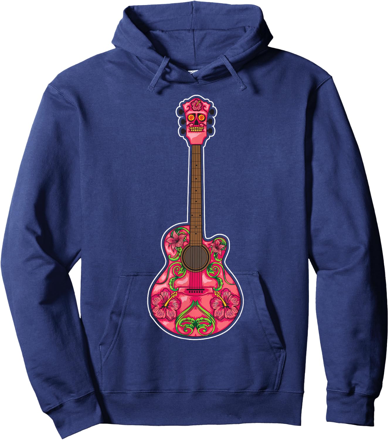 Guitar Sugar Skull Decoration | Guitarists Funny Music Gift Hoodie - Hoodie | Navy