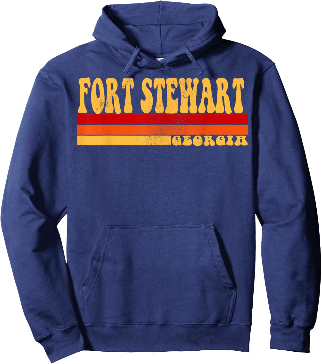 FORT STEWART Georgia City Vintage Roots Retro Design 70s 80s Hoodie - Hoodie | Navy