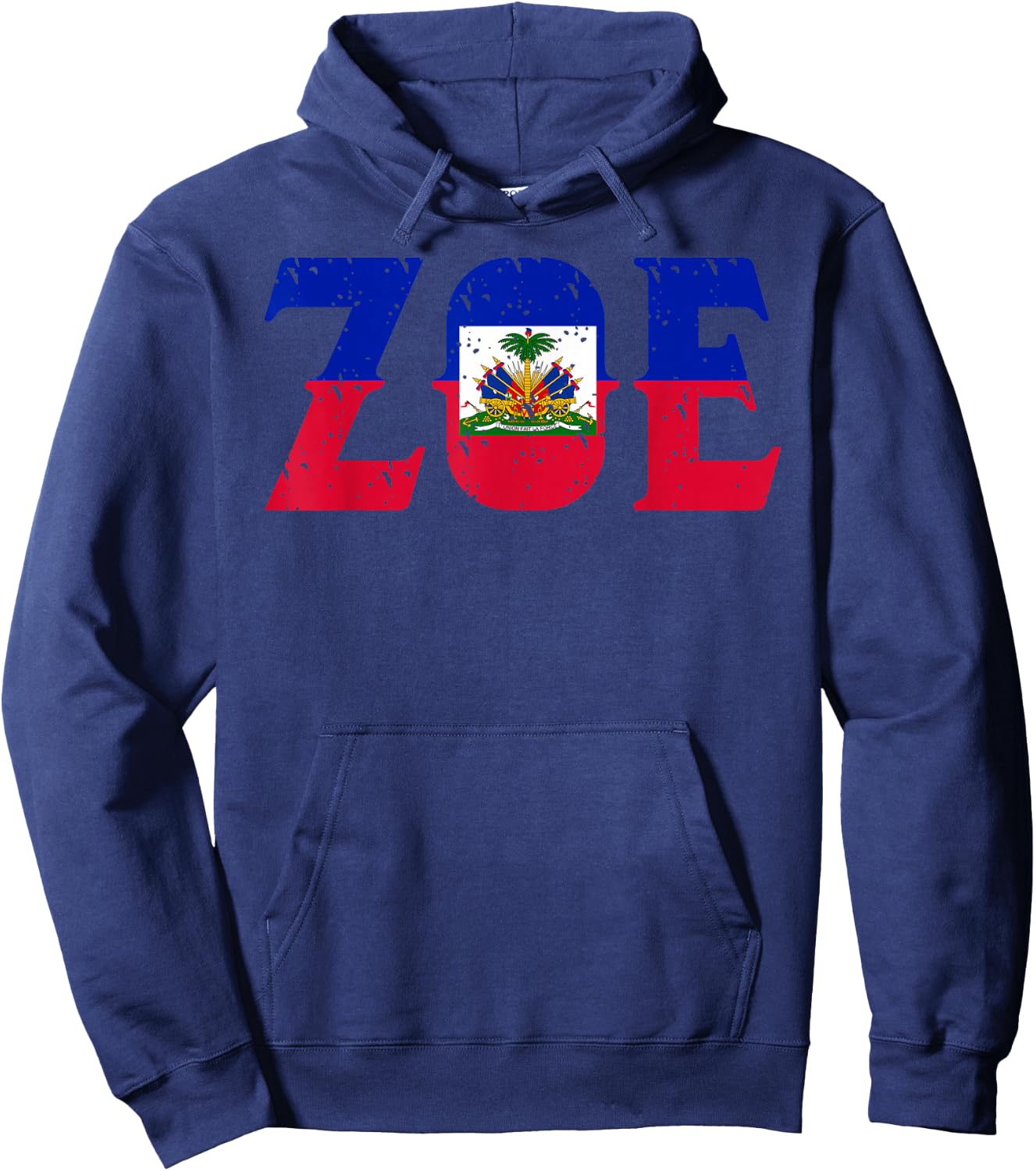 Zoe | Cute Haiti Honored Flag Day Gift Hoodie - Hoodie | Navy