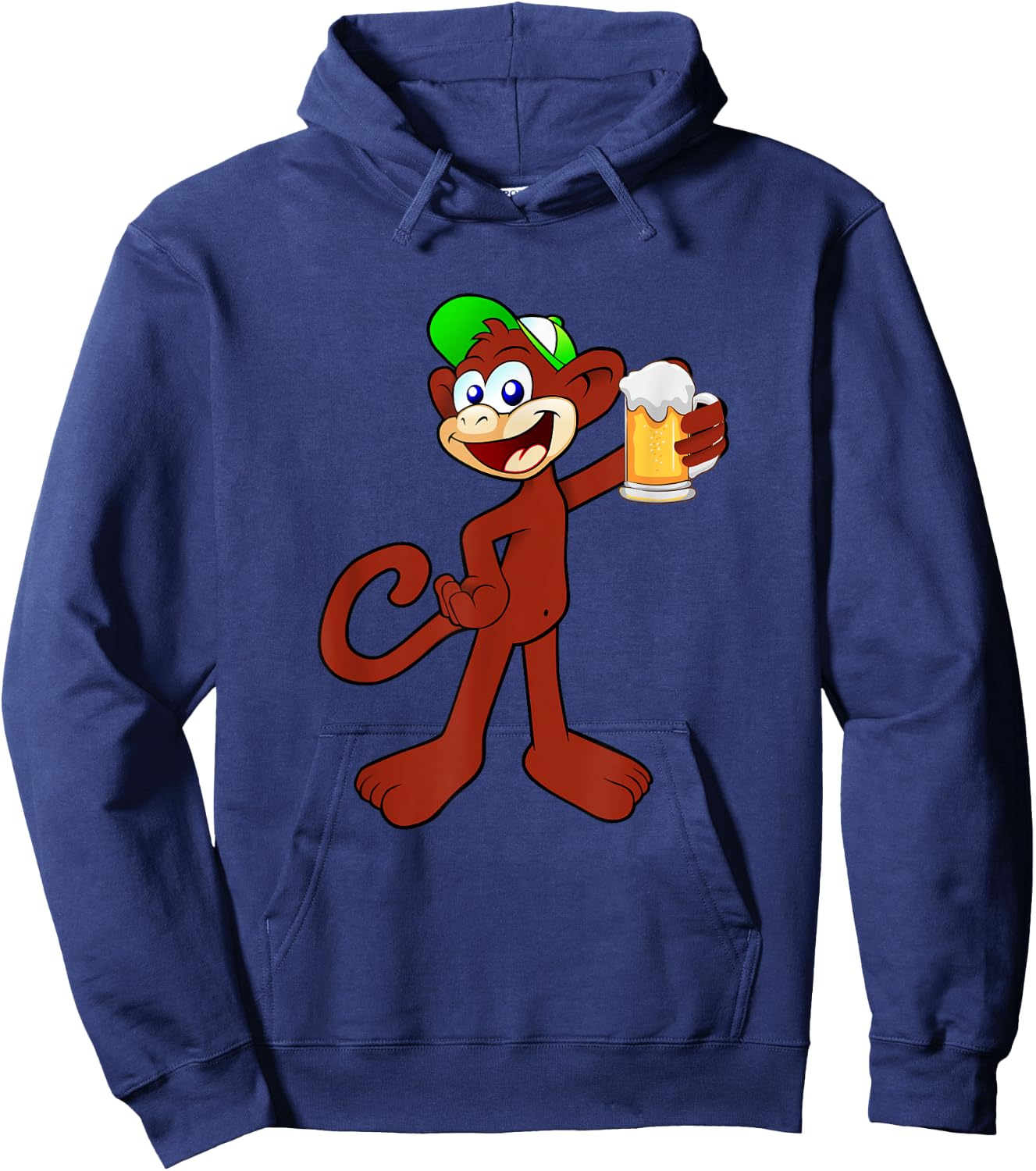 Beer Drinking Monkey Funny Beer Lovers Trendy Gag Gift Hoodie - Hoodie | Navy