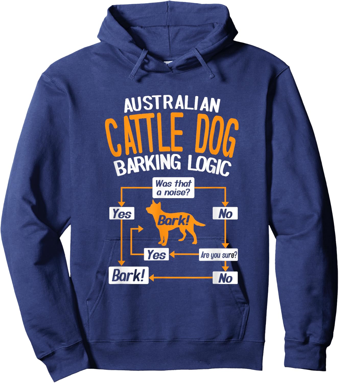 Australian Cattle Dog Barking Logic Funny Dog Lover Hoodie - Hoodie | Navy
