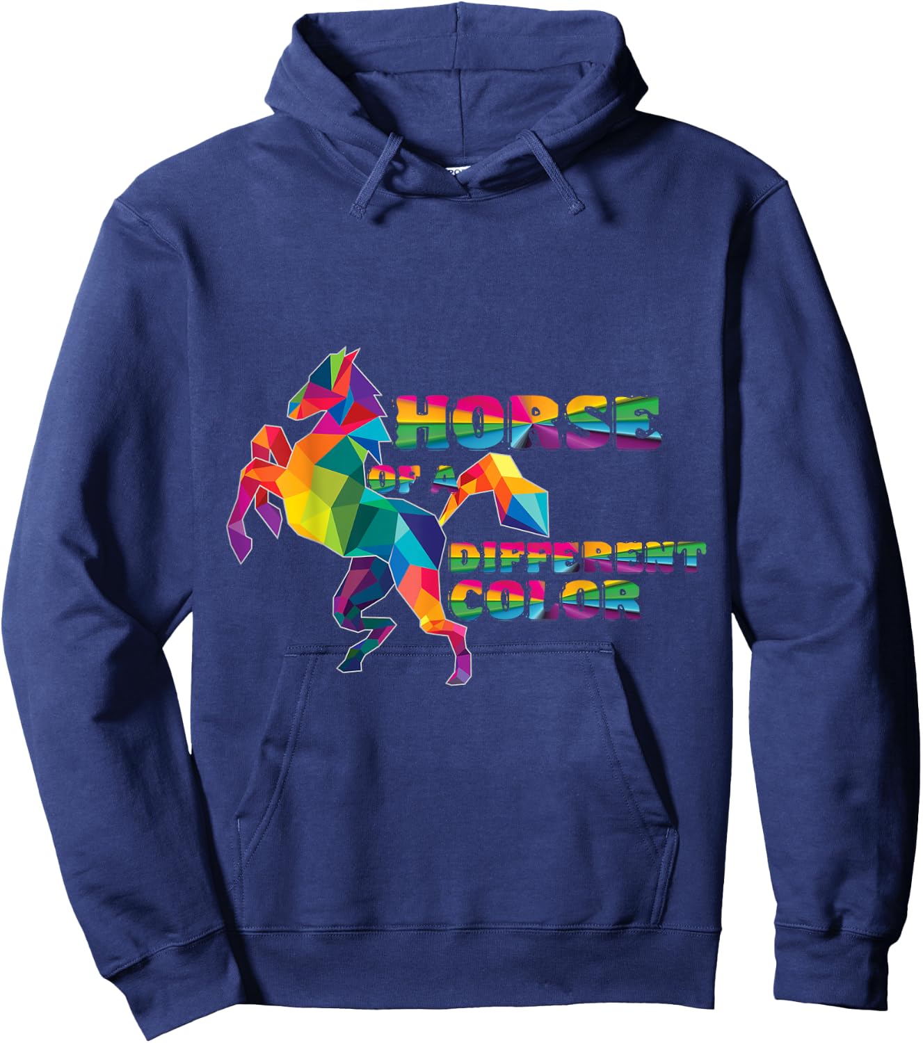 Horse of a different color, Rainbow Horse Hoodie - Hoodie | Navy