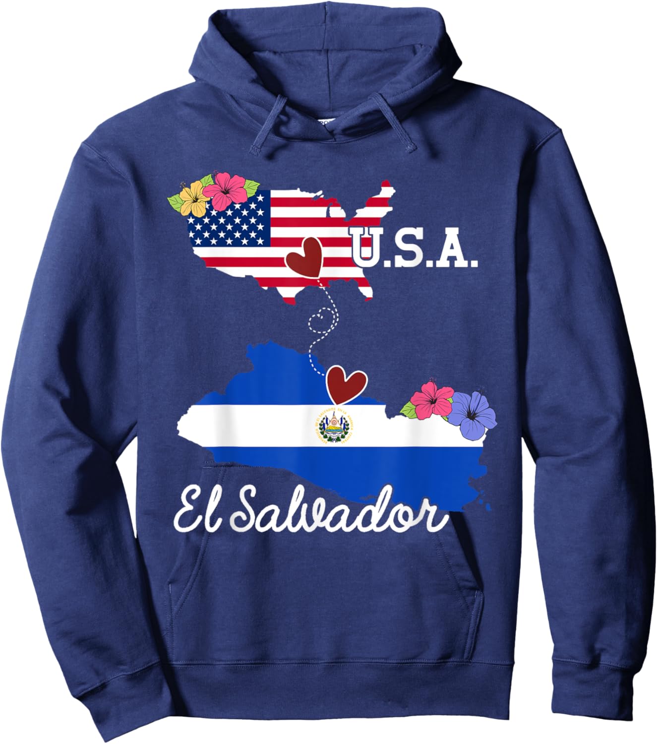 El Salvador USA American Flag Salvadorian El Salvador Flag Men Hoodie - Hoodie | Navy