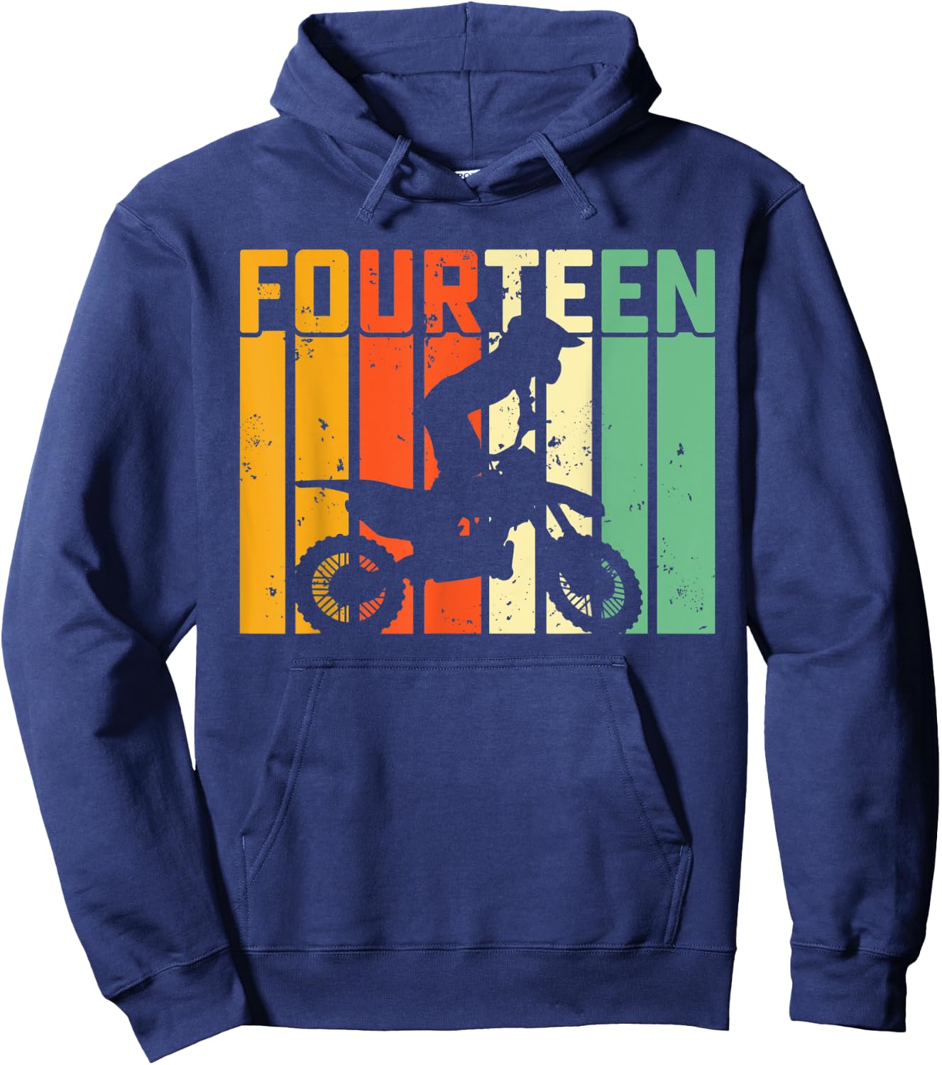 14th Birthday Motocross Turning 14 Dirtbiking Boys Dirt Bike Hoodie - Hoodie | Navy
