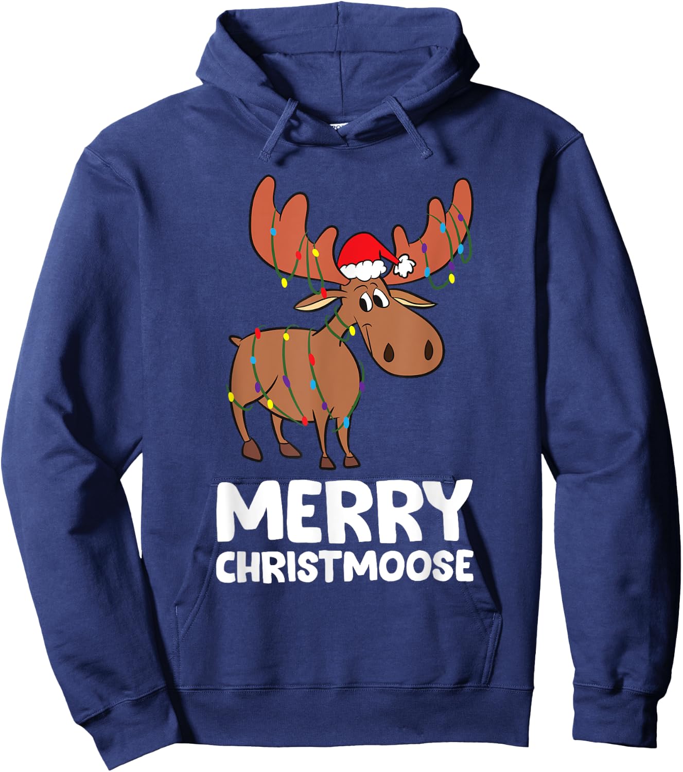Merry Christmas Xmas Merry Christmoose Santa Hat Moose Hoodie - Hoodie | Navy
