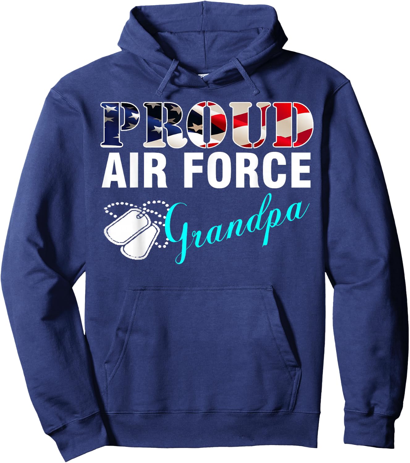 Vintage Proud Air Force Grandpa With American Flag Gift Hoodie - Hoodie | Navy