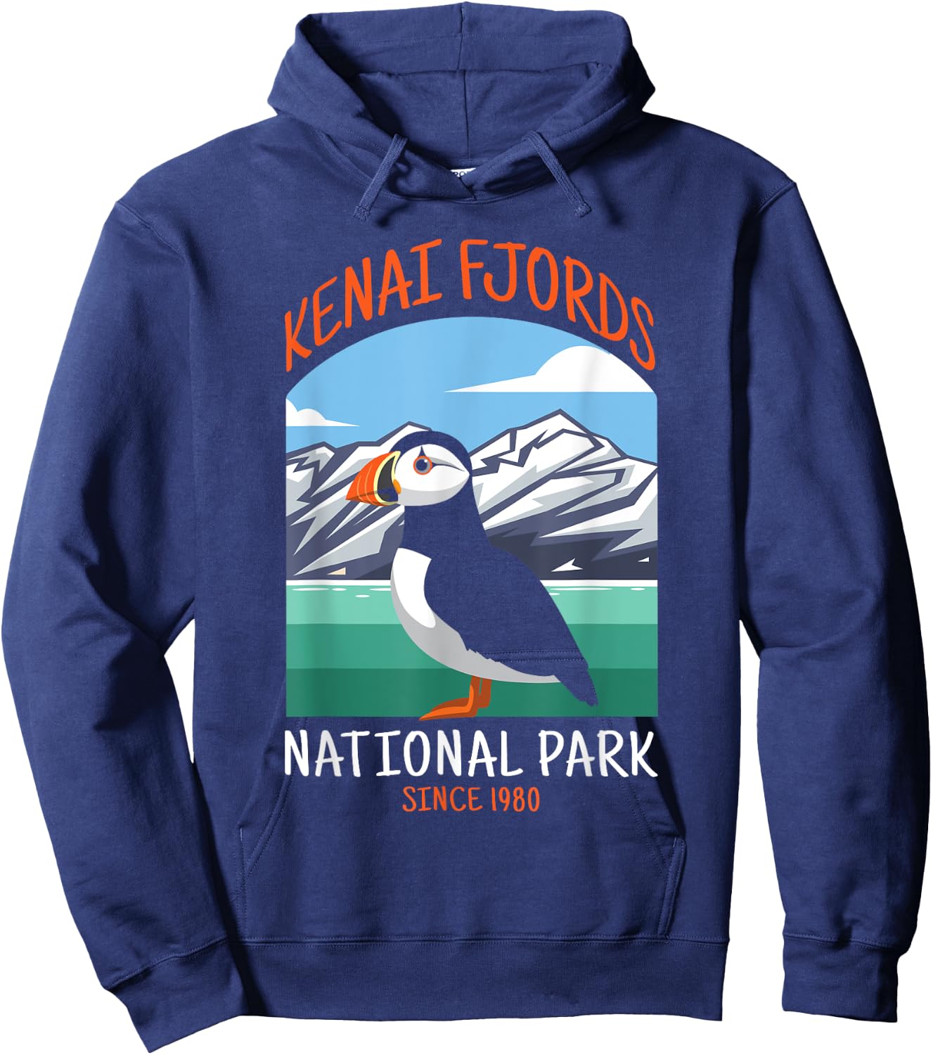 Kenai Fjords National Park US Puffin Bird Alaska Hoodie - Hoodie | Navy