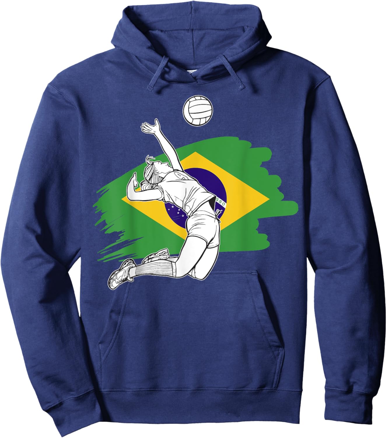 Volleyball player with the flag of Brazil Hoodie - Hoodie | Navy