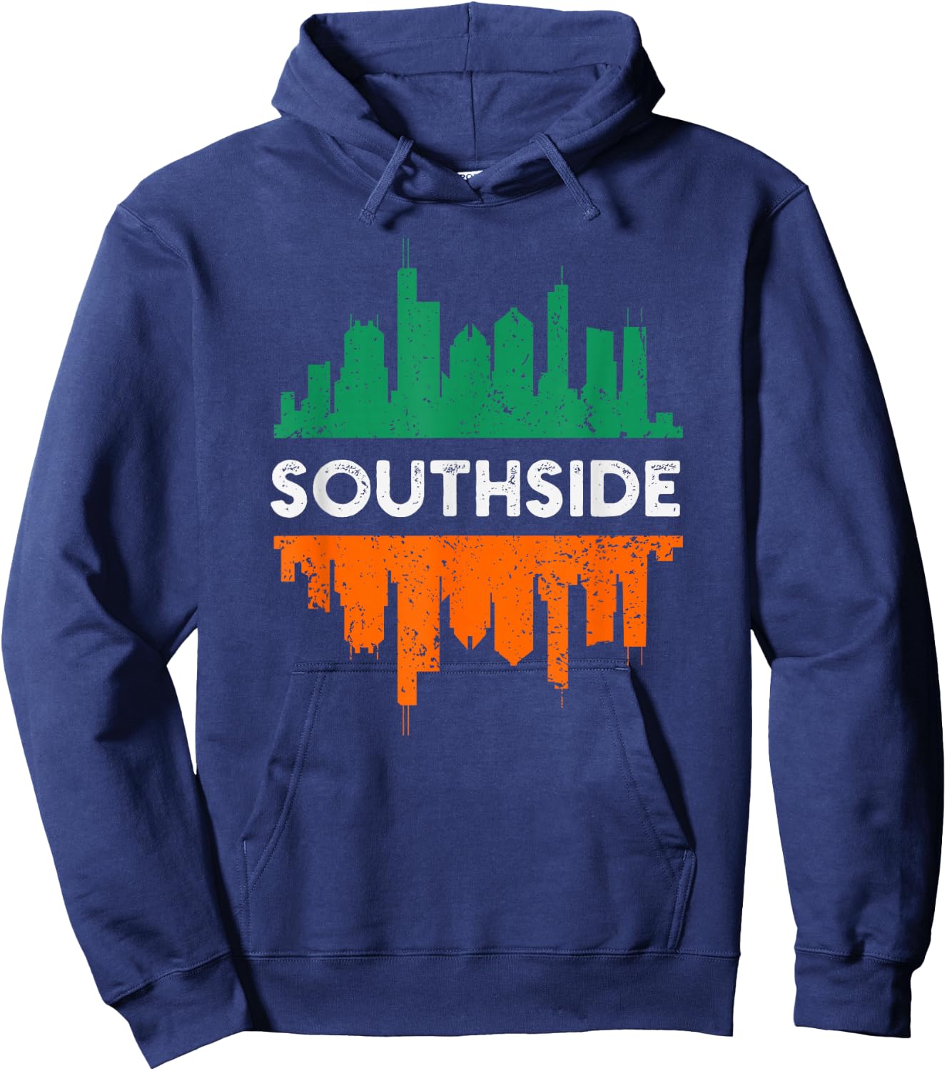 Southside Chicago St Patrick's day parade Irish flag skyline Hoodie - Hoodie | Navy