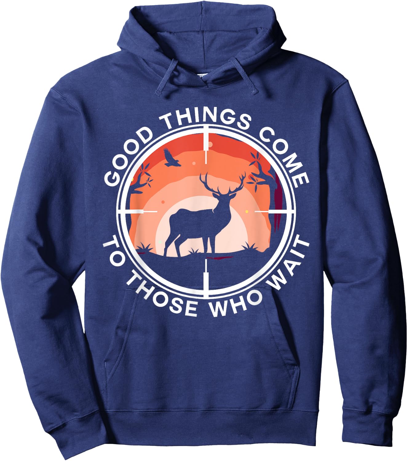 Large Buck Funny Deer Hunting Hoodie - Hoodie | Navy