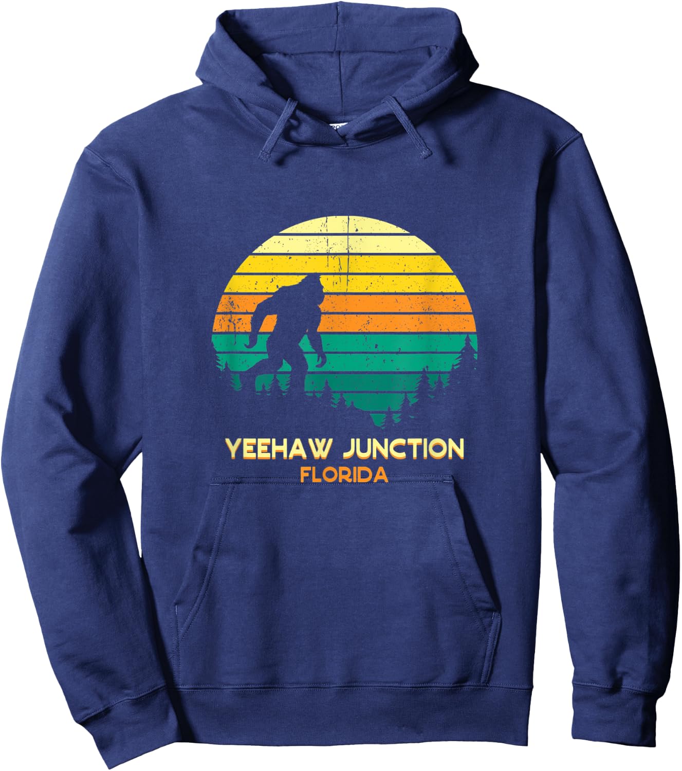 Retro Bayou Yeehaw Junction, Florida Bigfoot Souvenir Hoodie - Hoodie | Navy