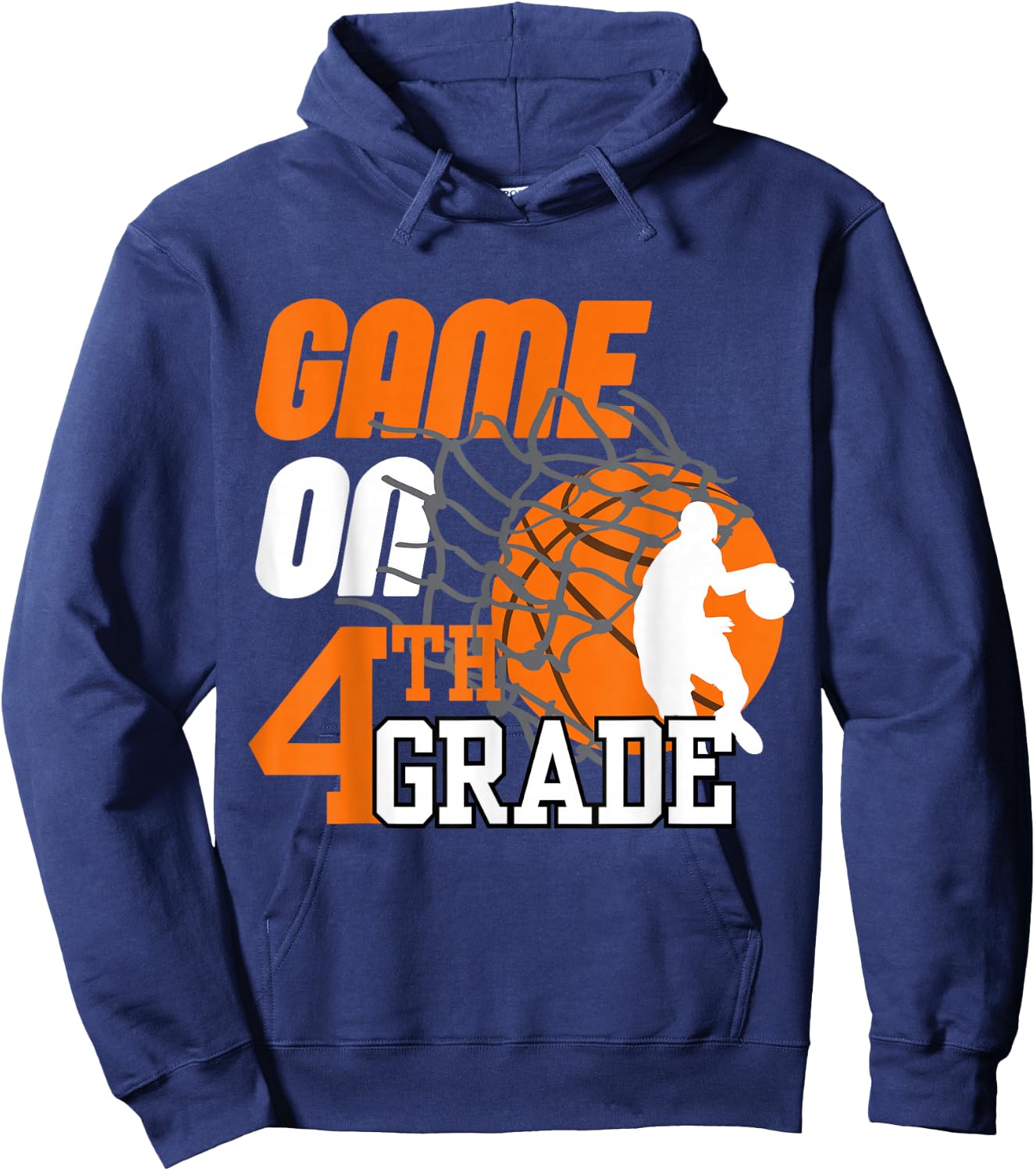 Boys Game On 4th Grade Basketball Back To School Teacher Kid Hoodie - Hoodie | Navy