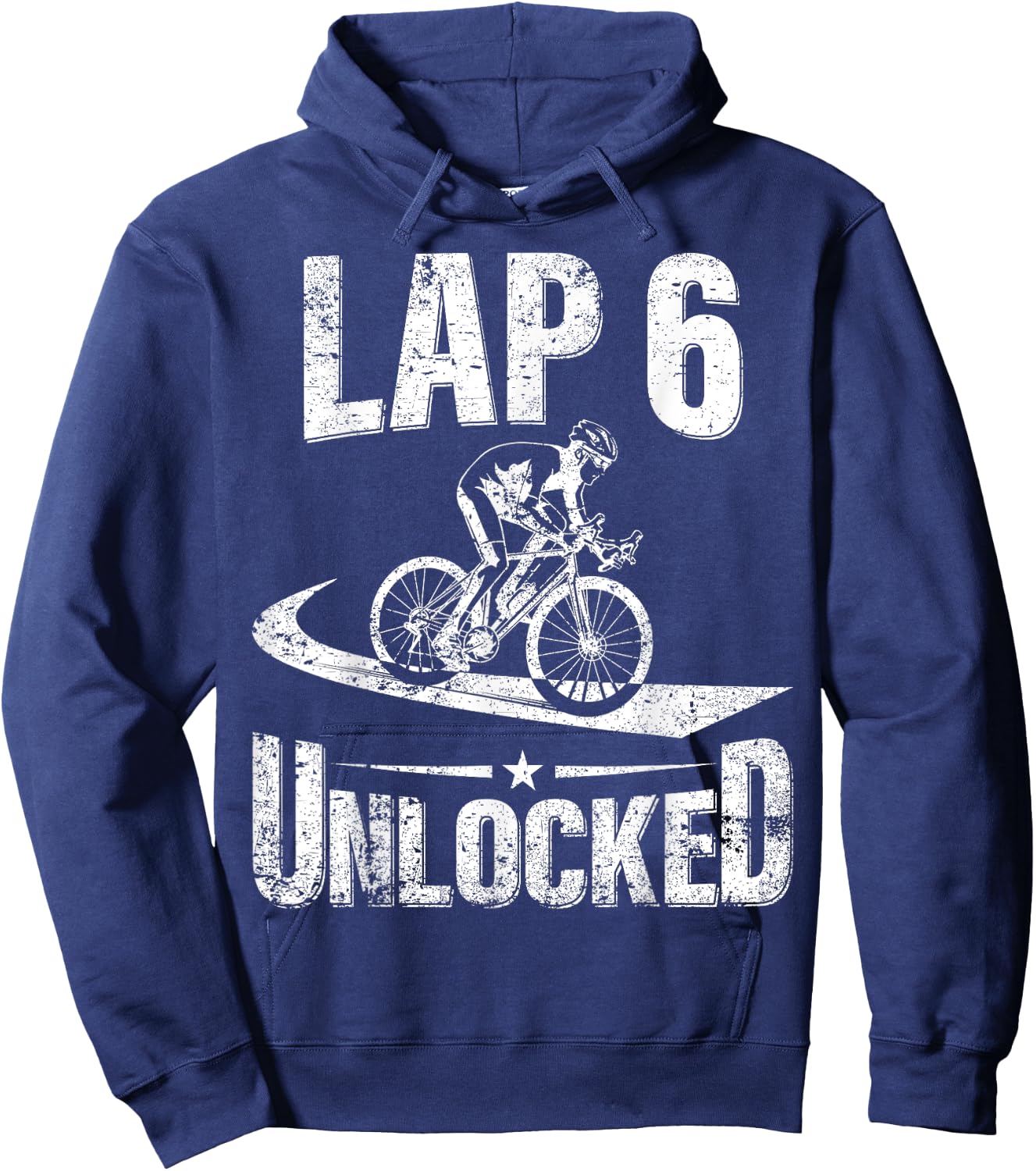 6th Birthday Party Lap 6 Unlocked 6 Year Old Cyclist Bike Hoodie - Hoodie | Navy