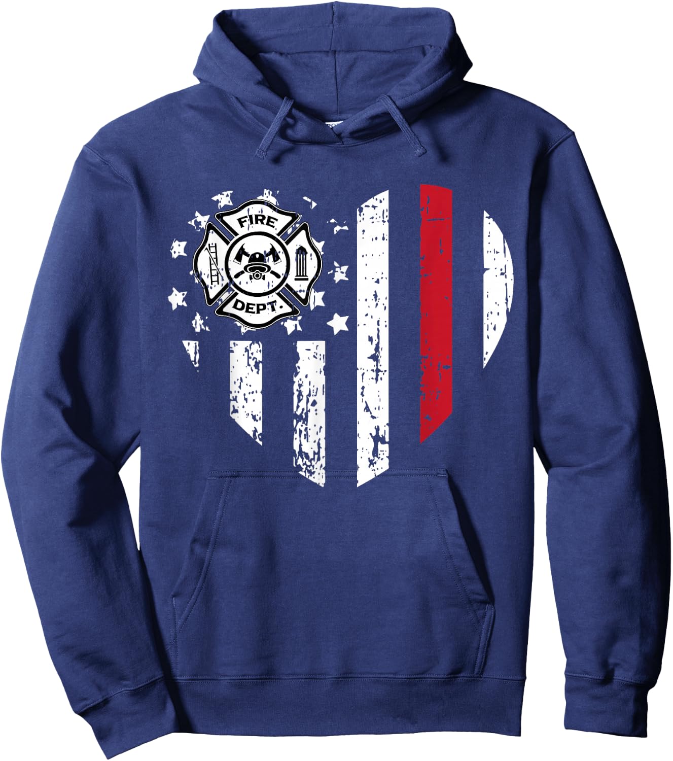 Firefighter American Flag Valentines Day Red Line Love Gift Kids Men Hoodie - Hoodie | Navy