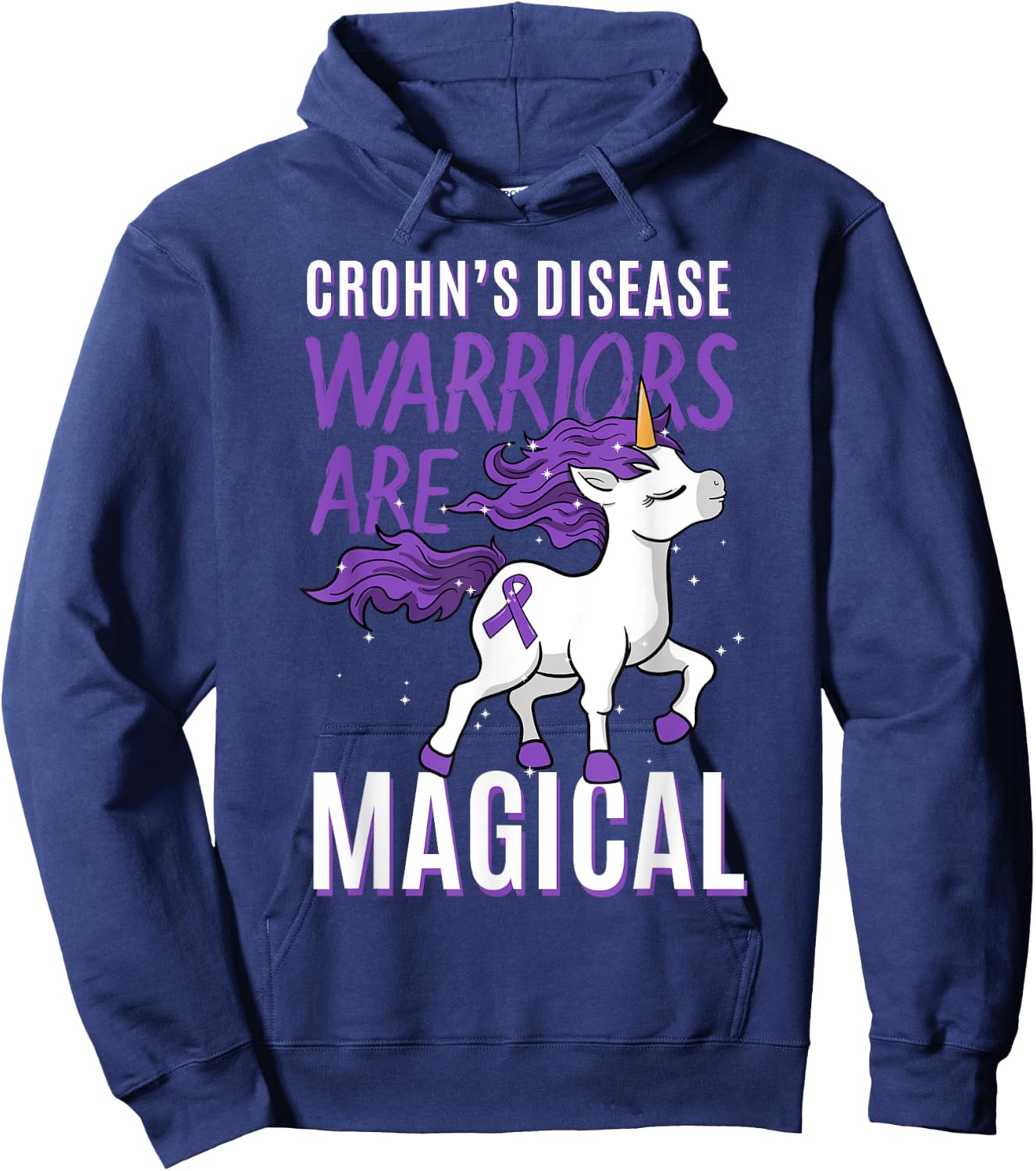 Crohn's Disease Awareness Regional Enteritis Unicorn Lover Hoodie - Hoodie | Navy