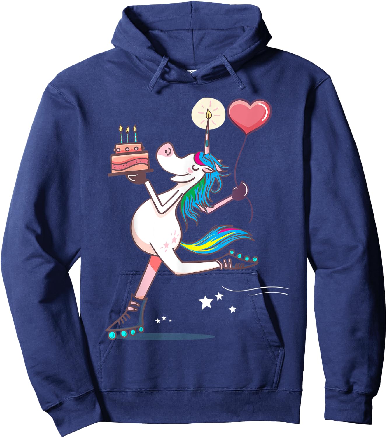 Funny Unicorn Skating Birthday Rainbow Magical Girl Gifts Hoodie - Hoodie | Navy