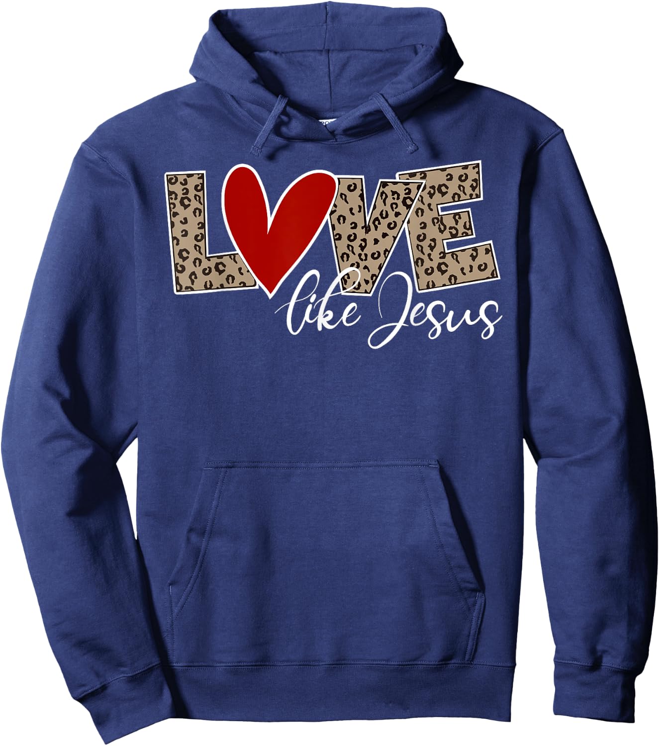 Love Like Jesus Leopard Print Cute Christian Religious Faith Hoodie - Hoodie | Navy