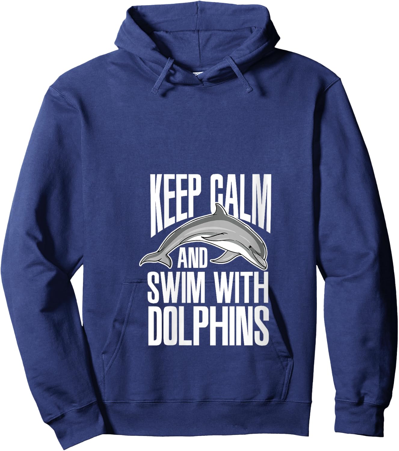 Keep Calm And Swim With Dolphins Cute Dolphin V-Neck Hoodie - Hoodie | Navy